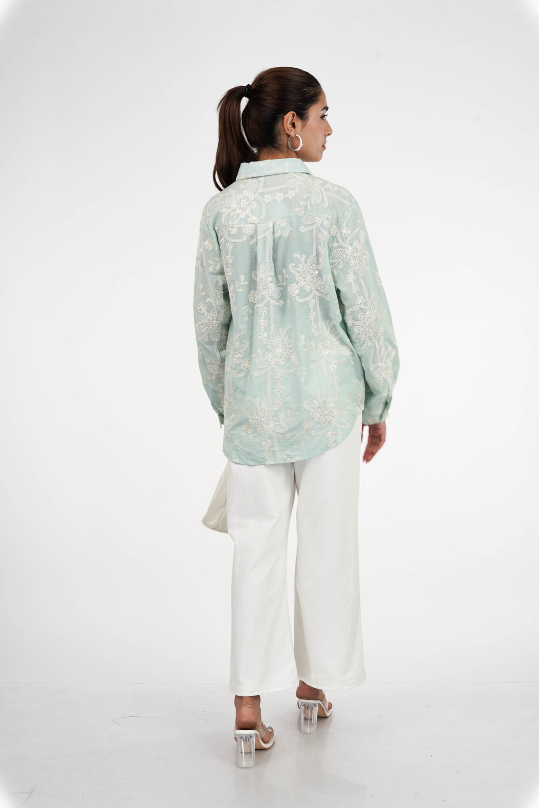 Mint Green Embellished Shirt