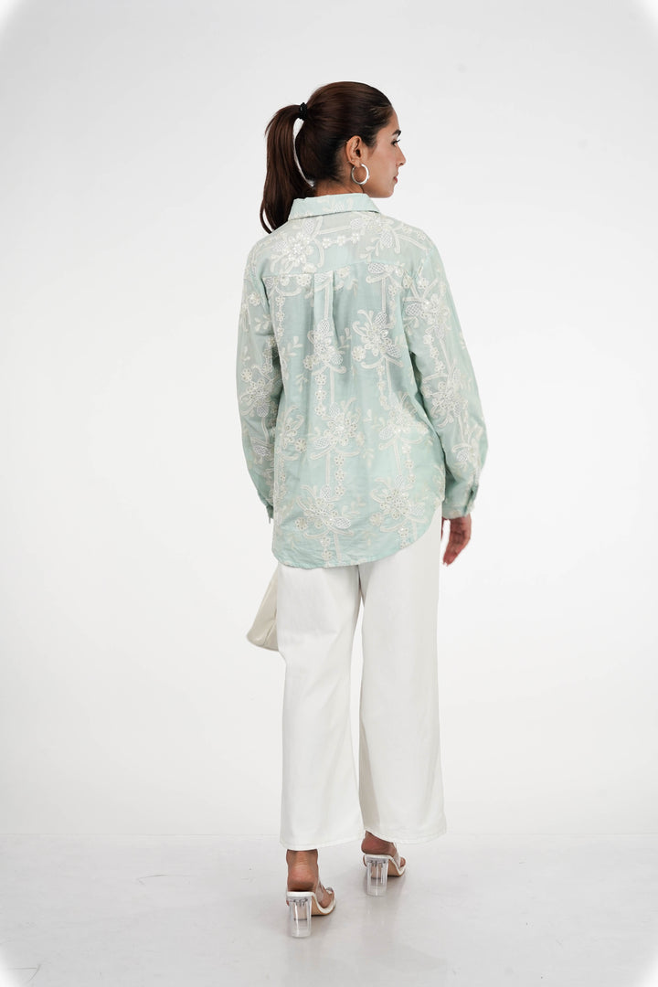 Mint Green Embellished Shirt
