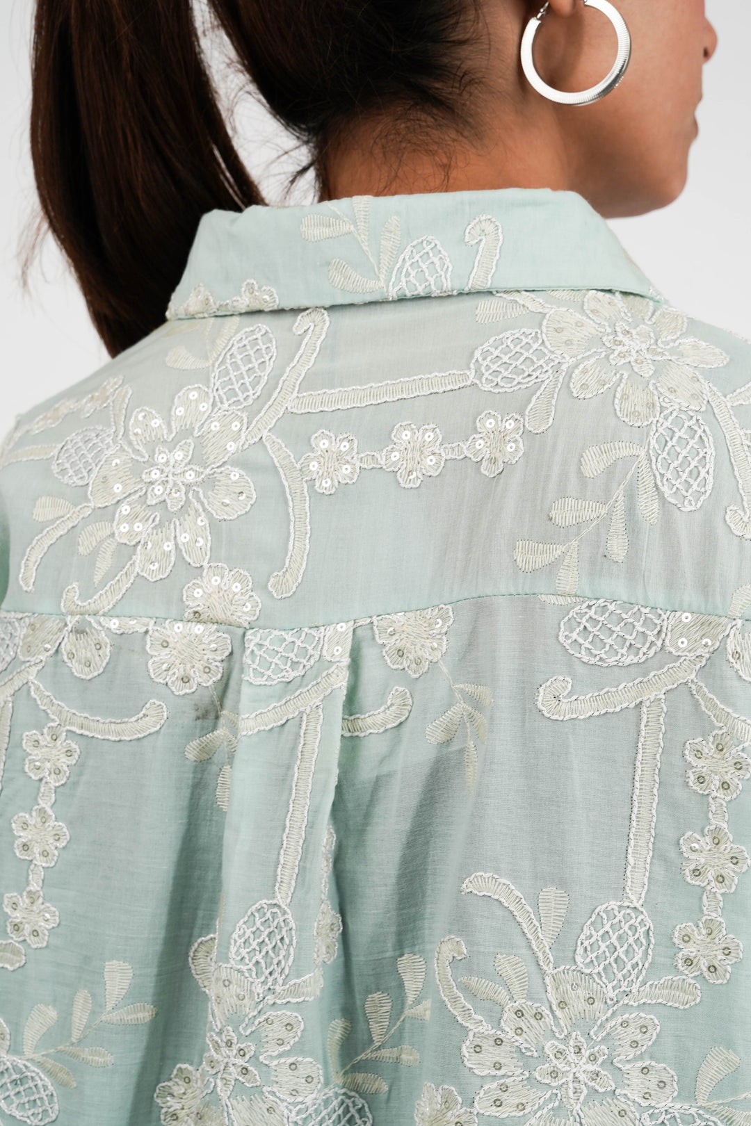 Mint Green Embellished Shirt