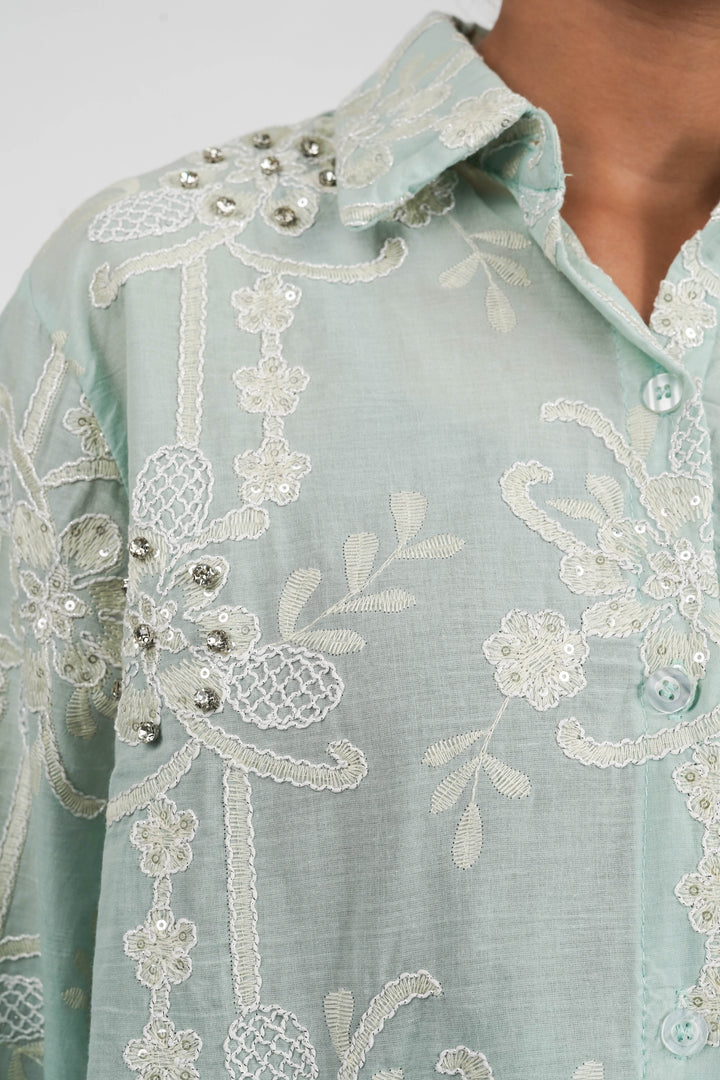 Mint Green Embellished Shirt