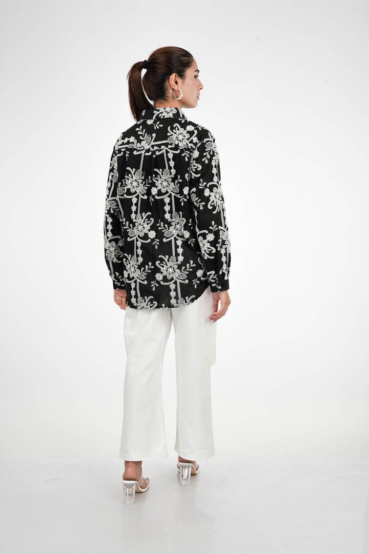 Royal Black Embellished Shirt