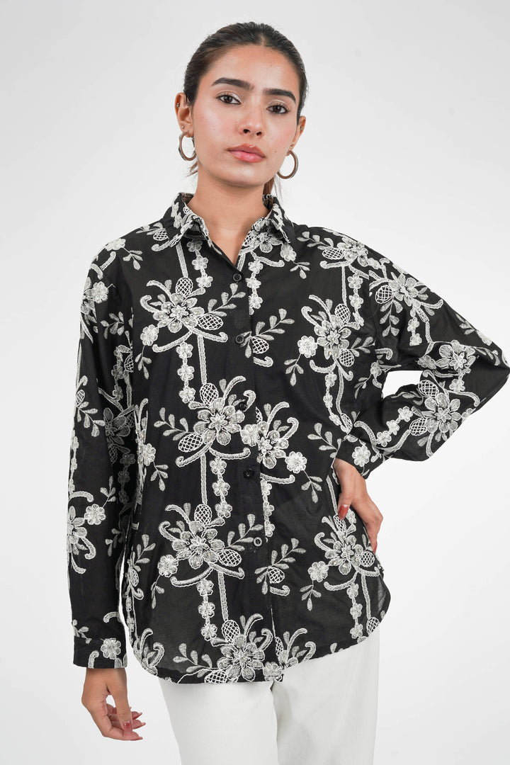 Royal Black Embellished Shirt