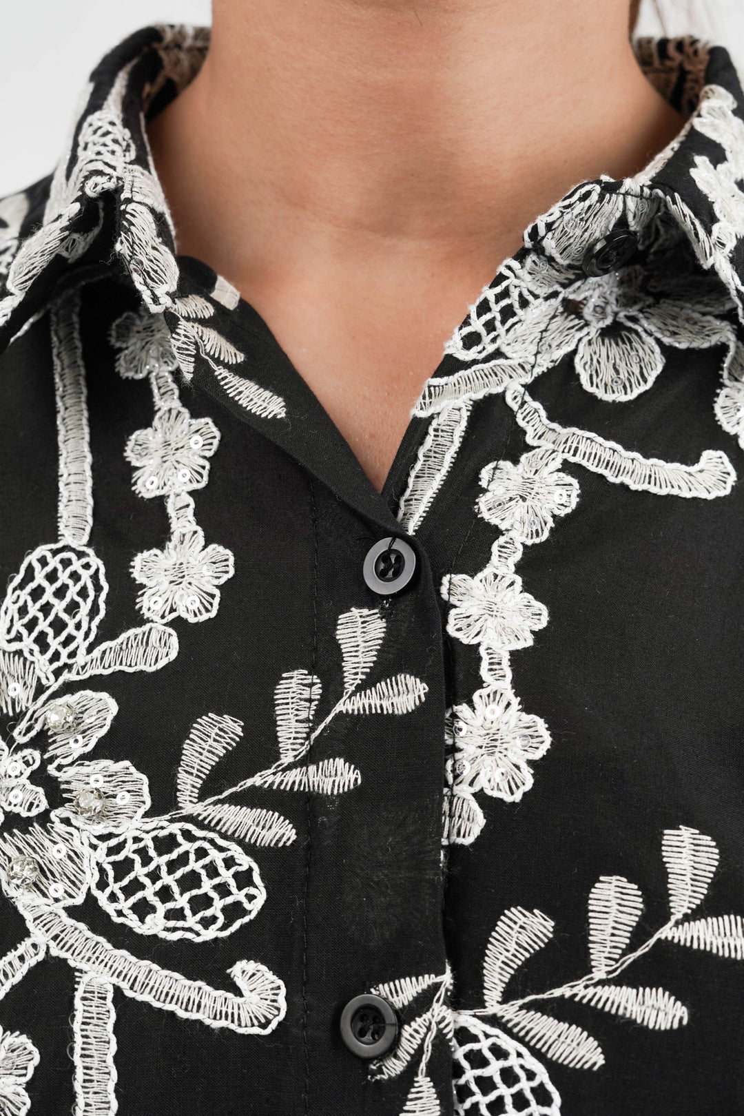 Royal Black Embellished Shirt
