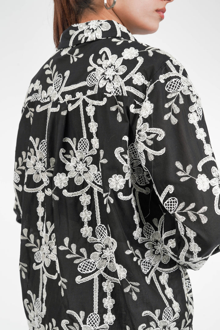 Royal Black Embellished Shirt