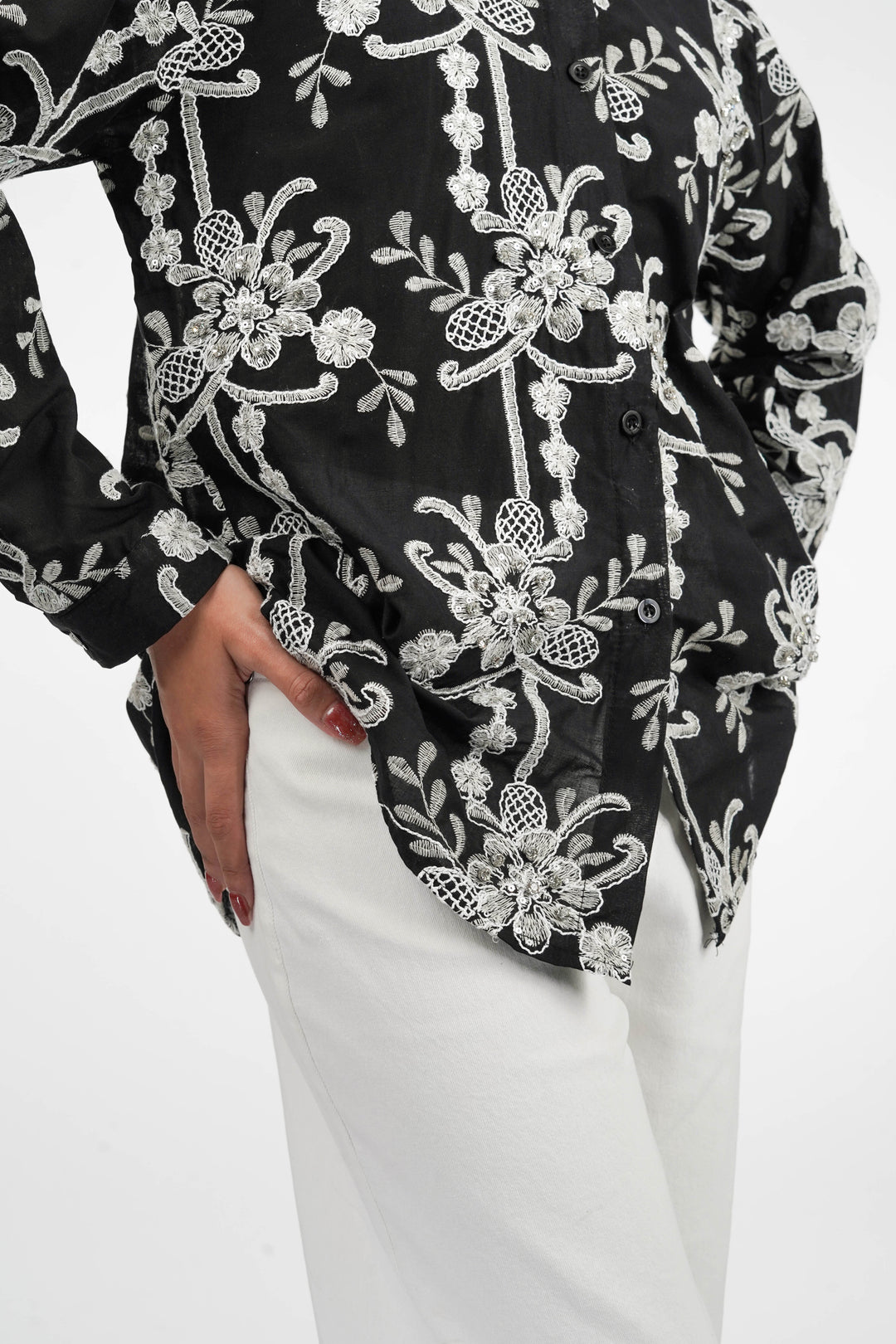 Royal Black Embellished Shirt