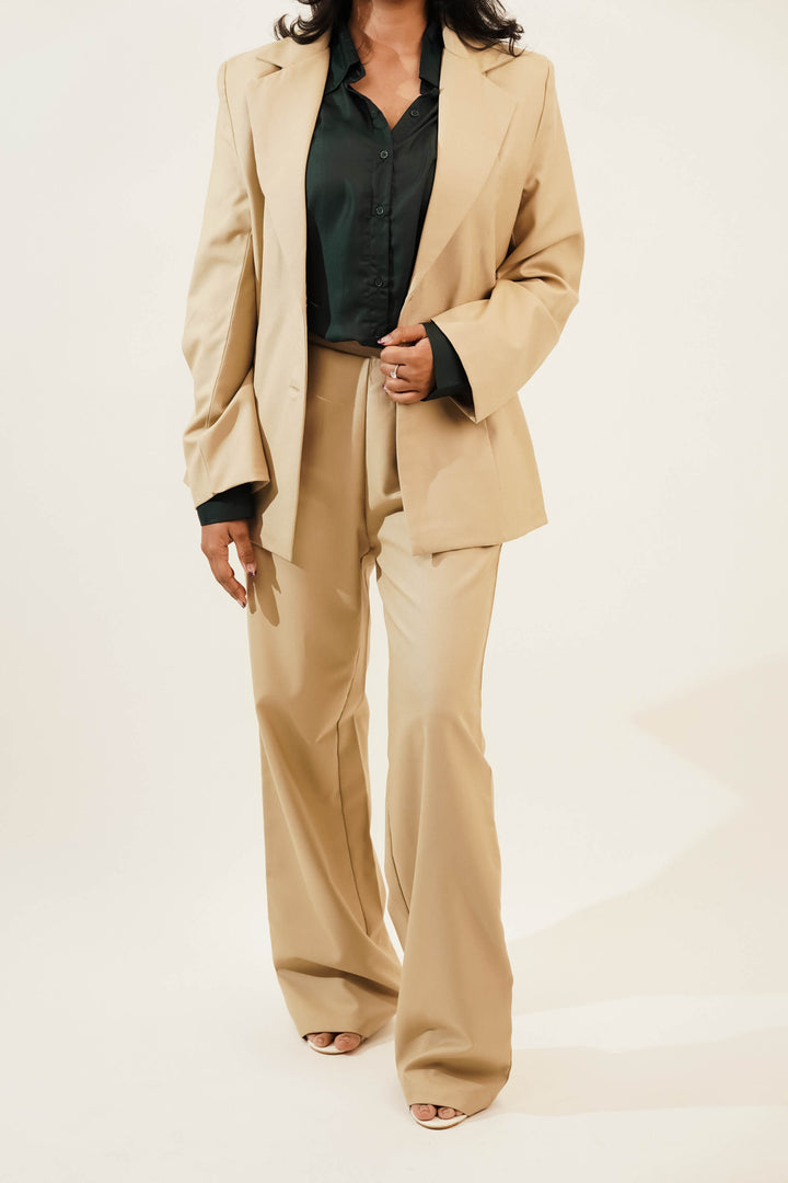 Timeless Beige Summer Blazer and Pant Coord set