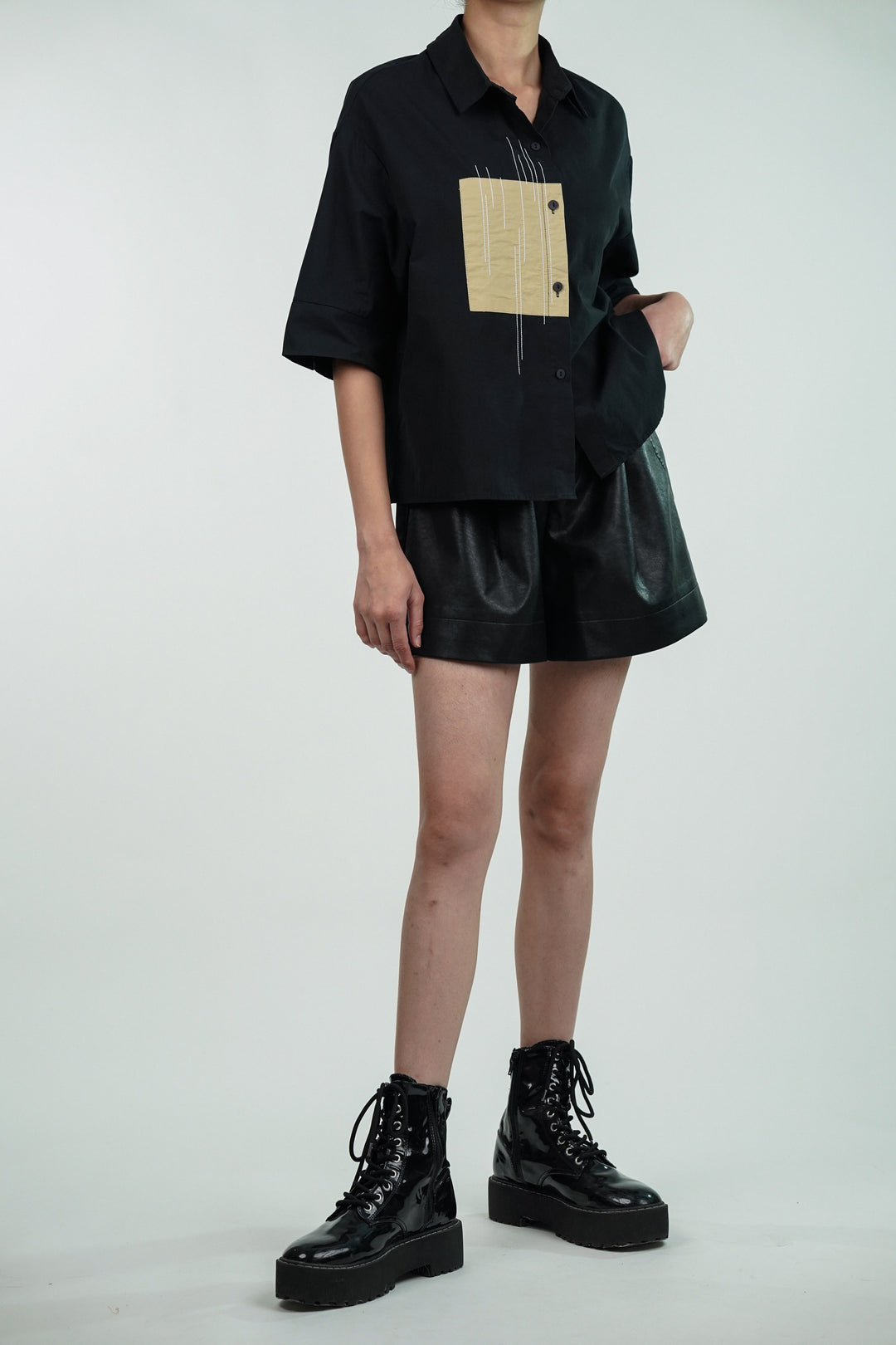 Black Patch Oversized Shirt