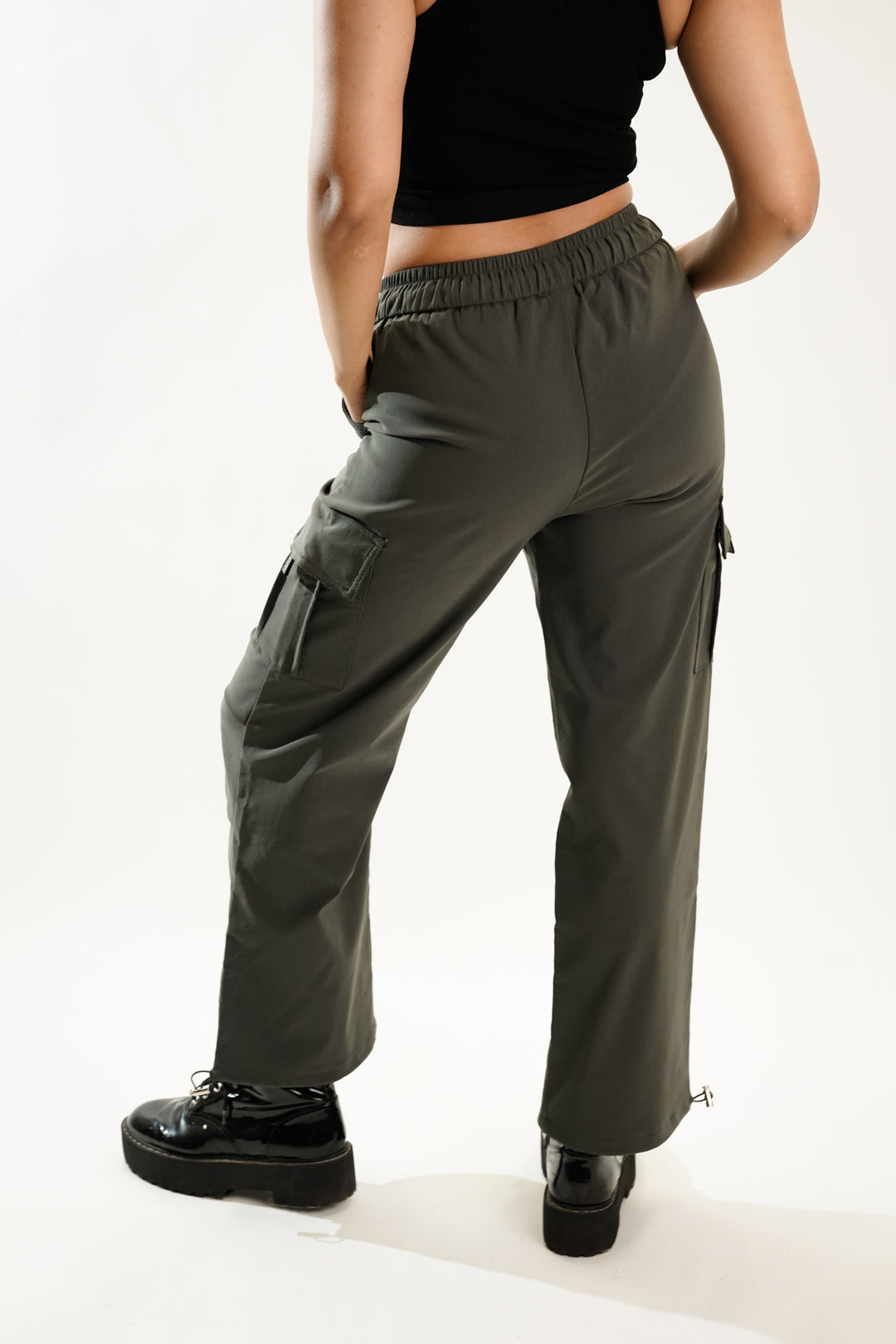 Trendy graphite utility pants for women