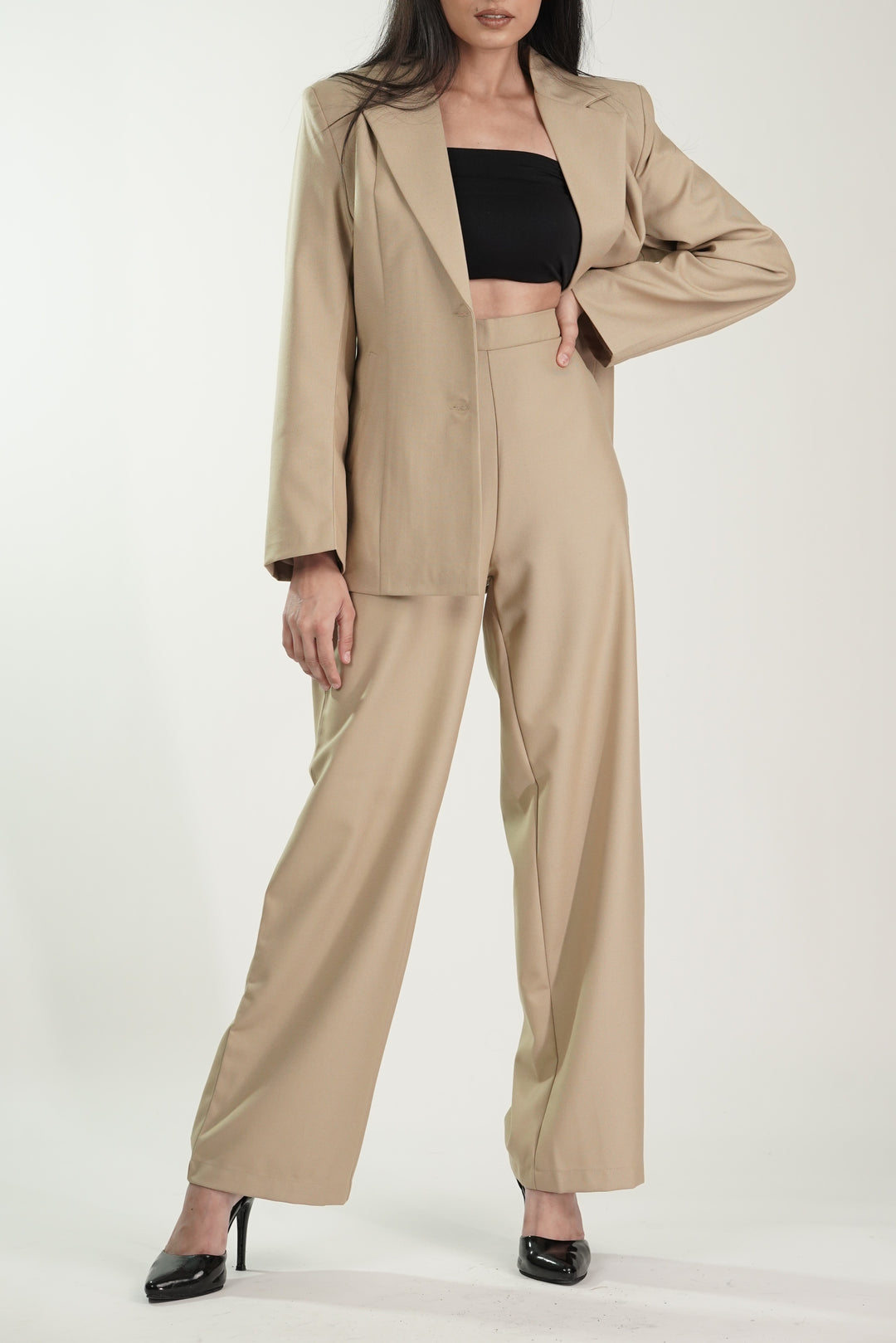 Beige Blazer and Pant Coord set