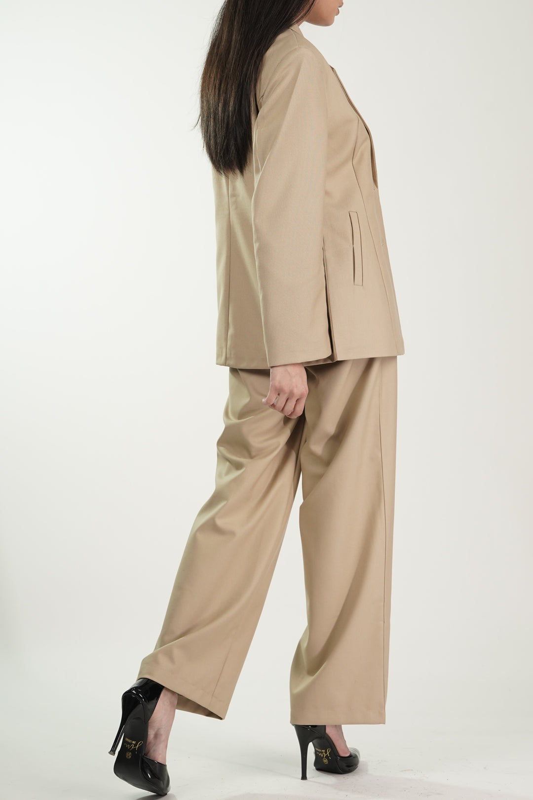 Beige Blazer and Pant Coord set