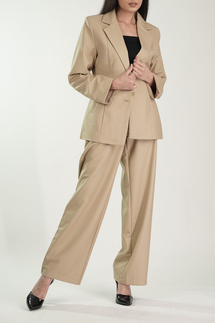 Beige Blazer and Pant Coord set