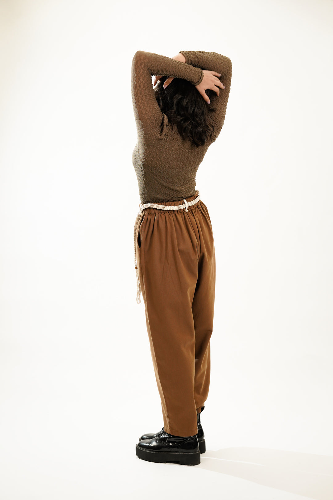 Casual wear brown trousers for women with side pockets