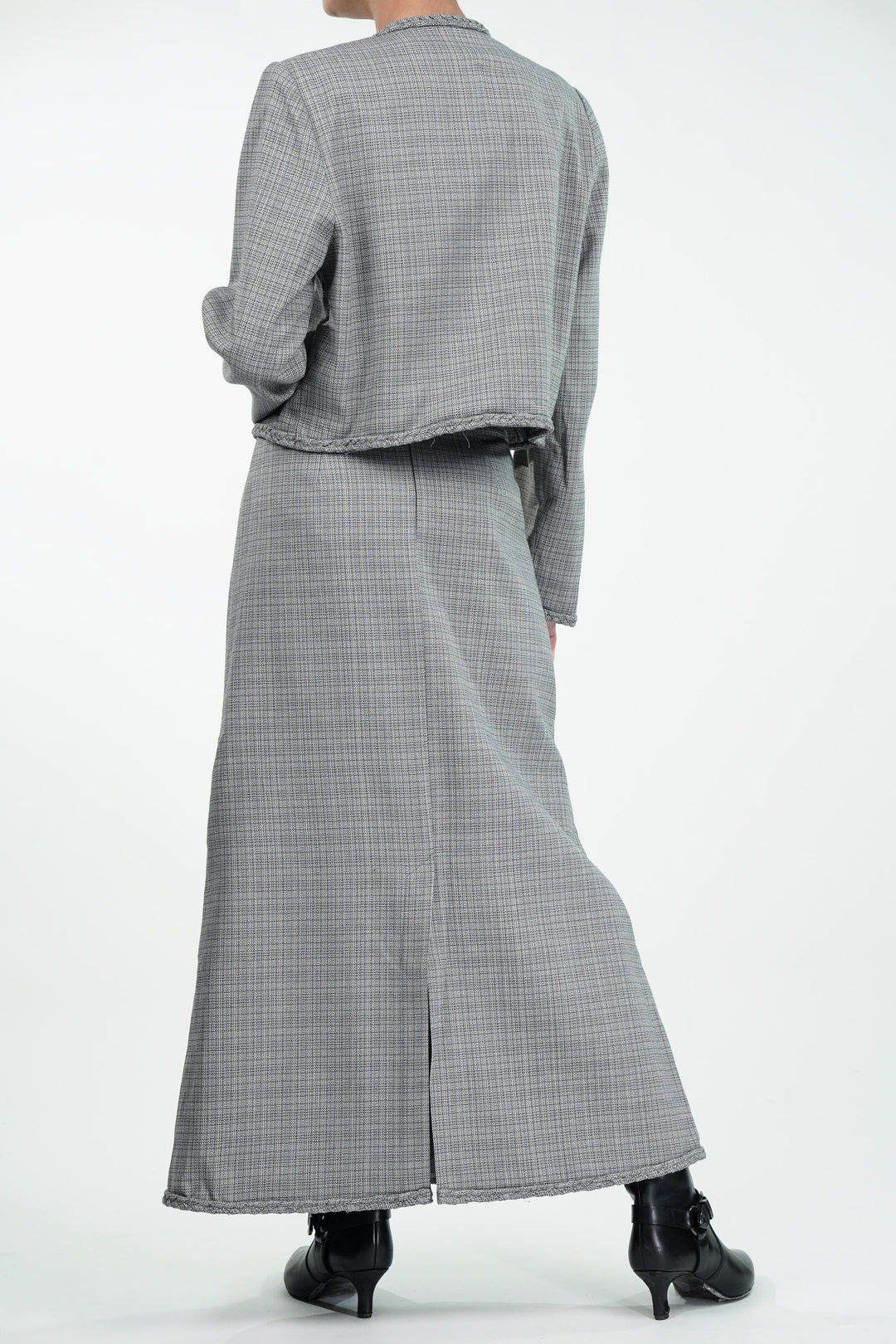 Woven Grey Skirt and Jacket Set