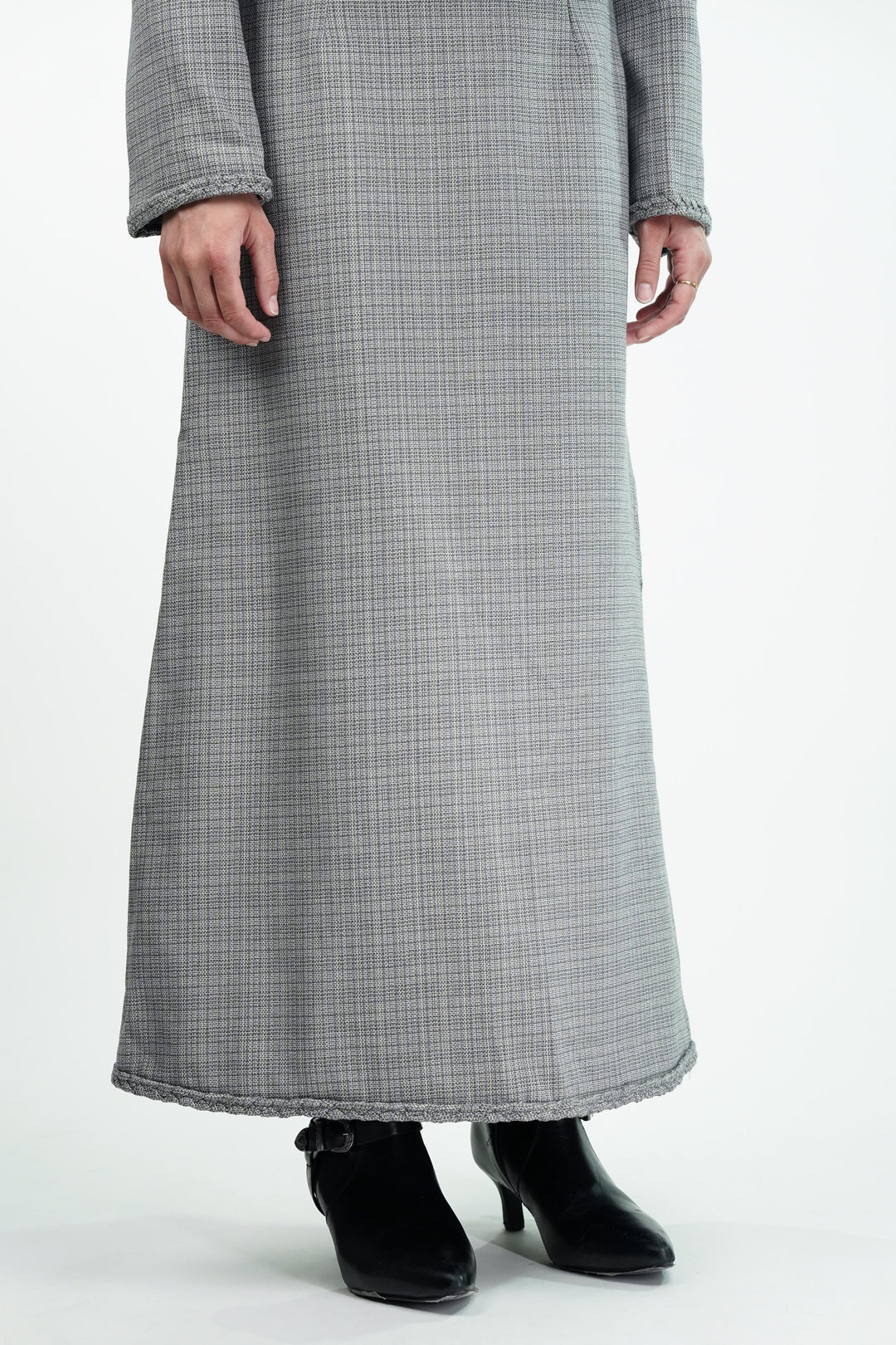 Woven Grey Skirt and Jacket Set