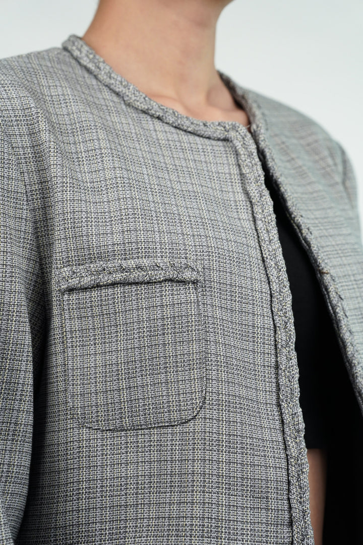 Woven Grey Skirt and Jacket Set