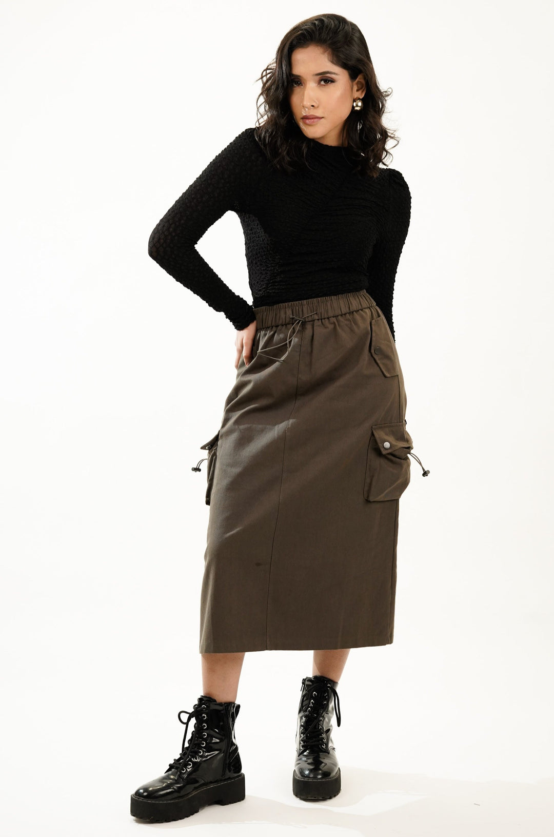 Shop green cargo skirt online at Nolabels
