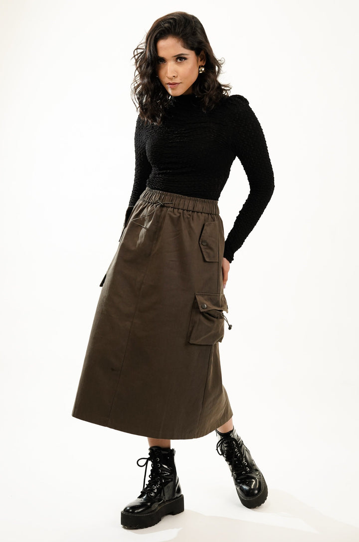 Women's designer cargo skirt in twill fabric
