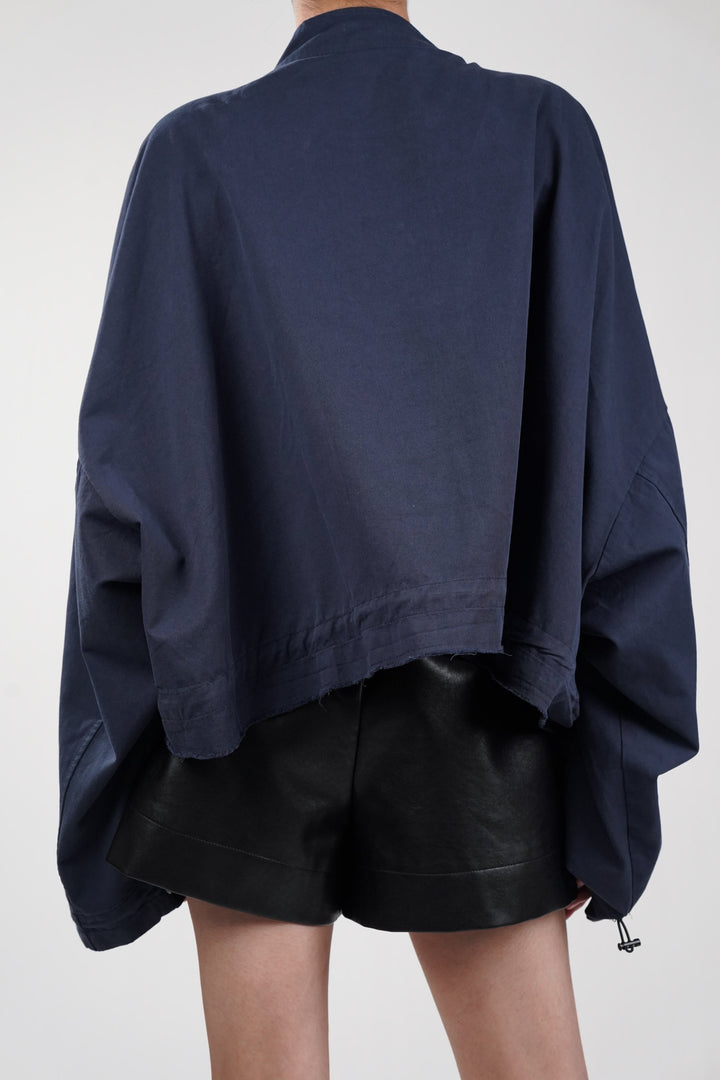 Dapper Navy Oversized Cropped Jacket