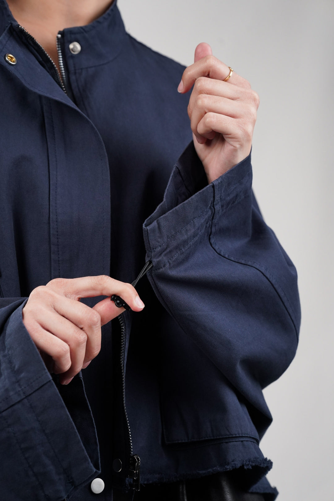 Dapper Navy Oversized Cropped Jacket