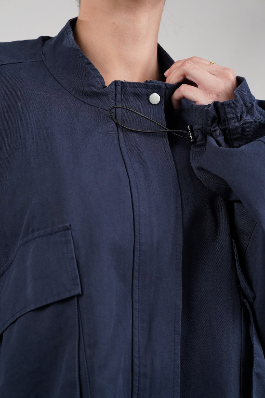 Dapper Navy Oversized Cropped Jacket