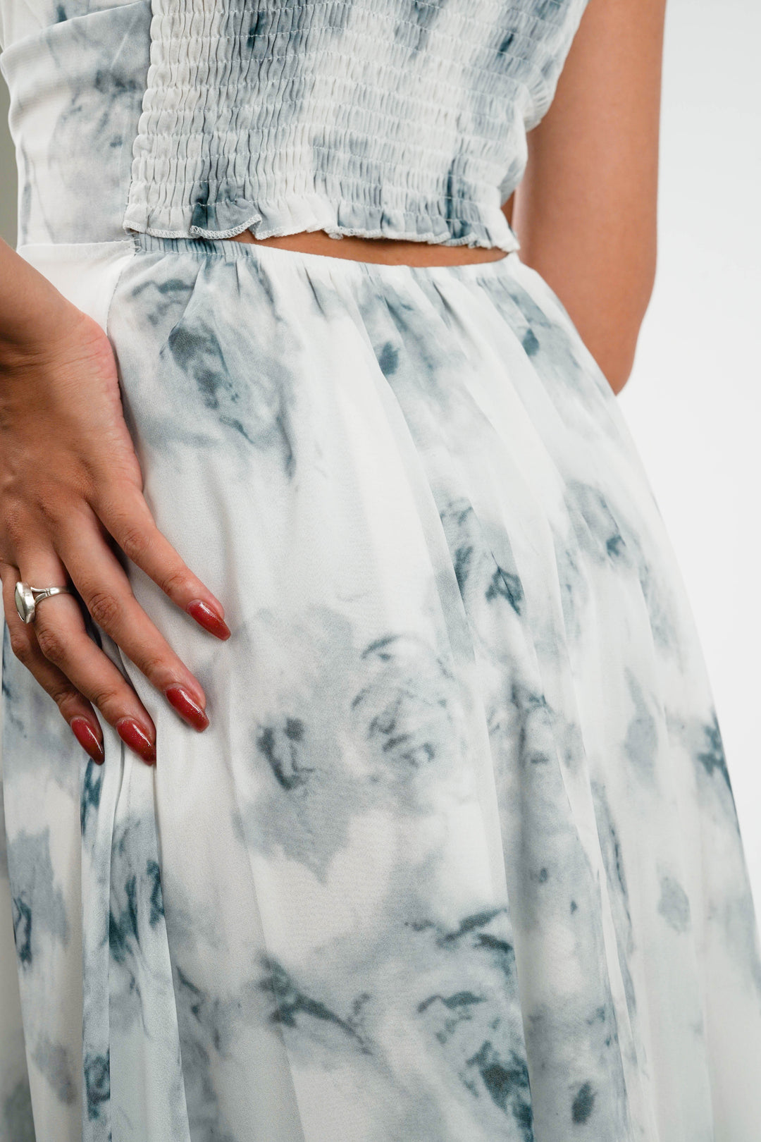 White Floral Strappy Midi Dress
