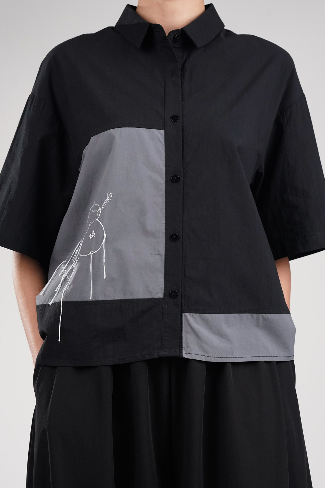 Black Gray Thread Work Shirt