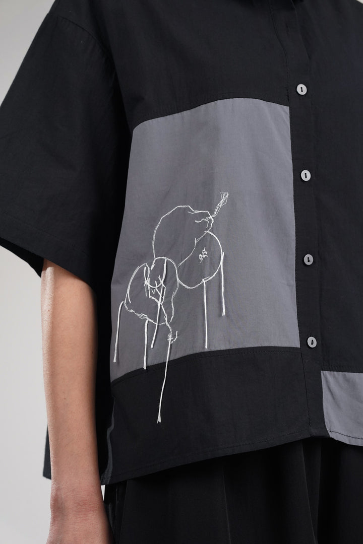 Black Gray Thread Work Shirt