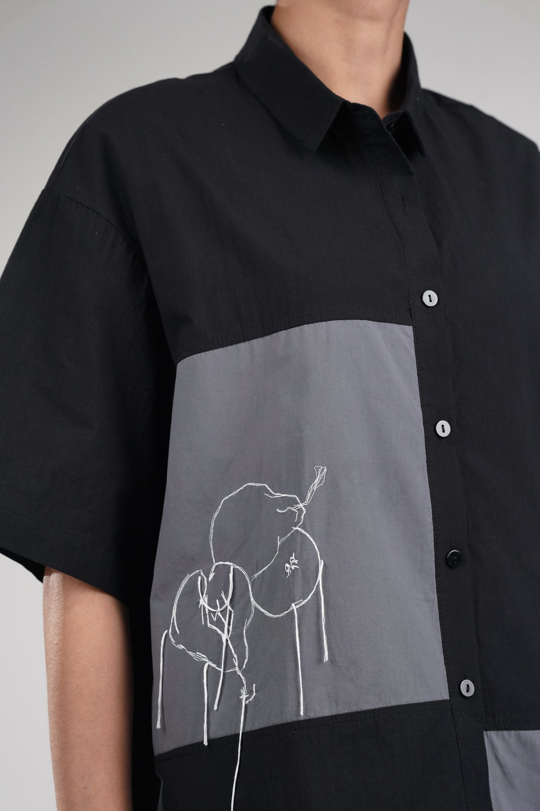 Black Gray Thread Work Shirt