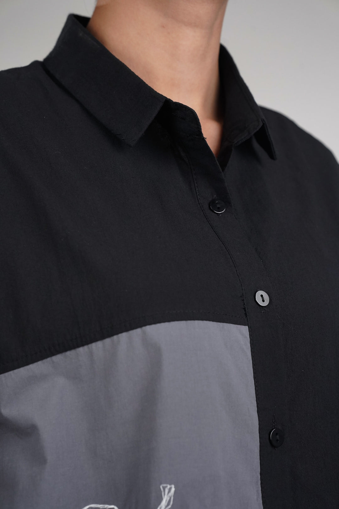 Black Gray Thread Work Shirt