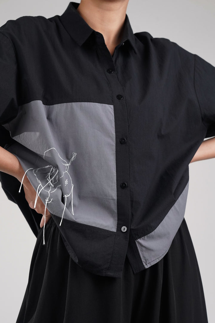 Black Gray Thread Work Shirt