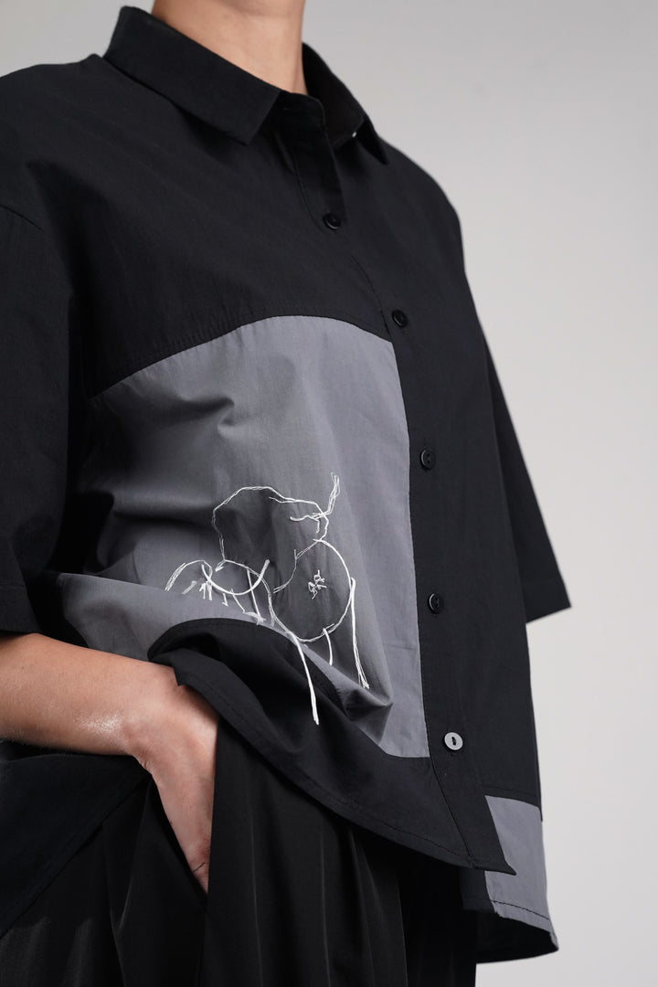 Black Gray Thread Work Shirt