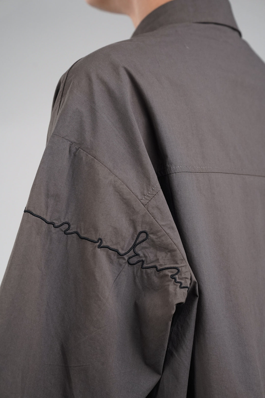 Brown Thread Embroidered Cotton Shirt