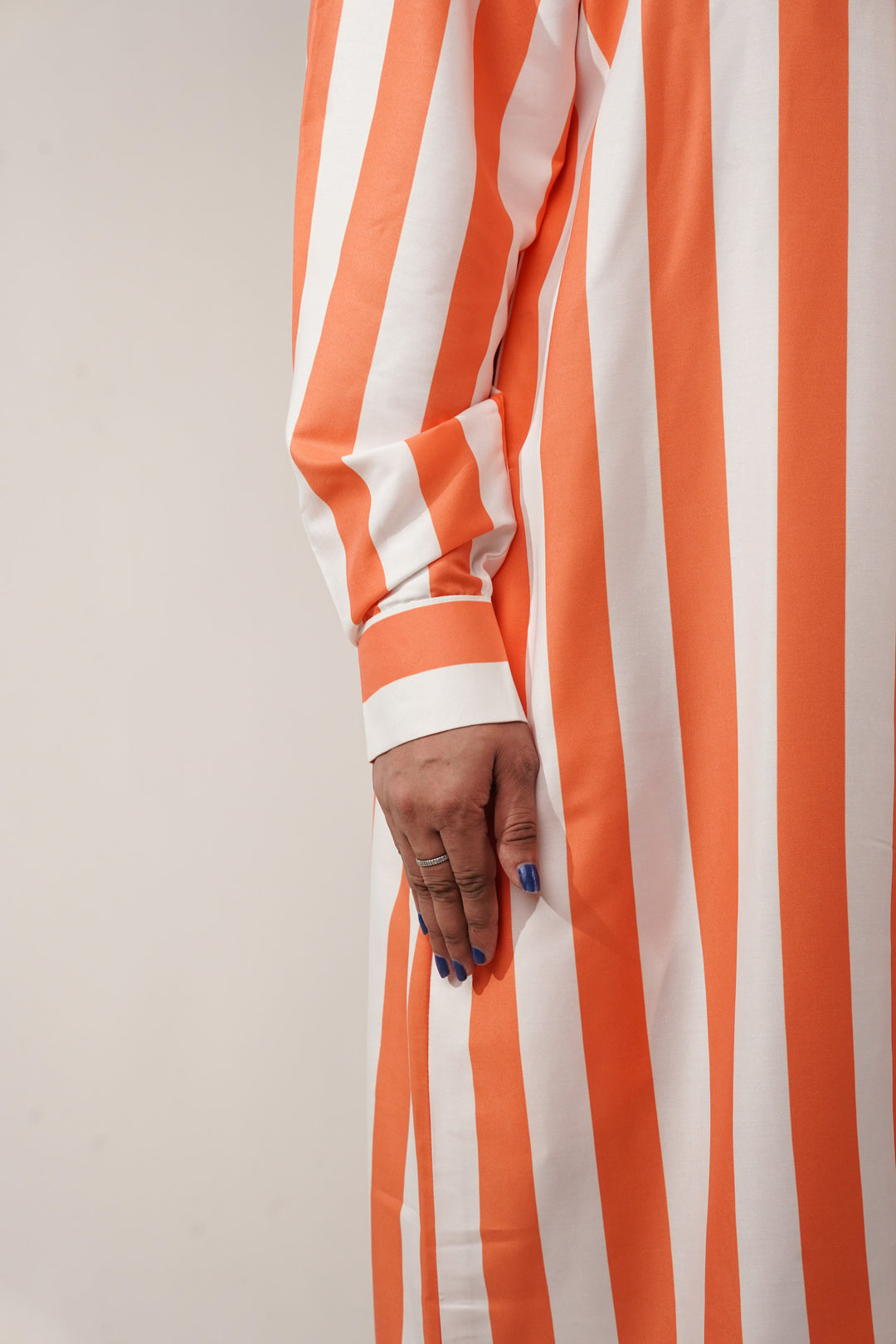 Spice Orange Striped Shirt Dress