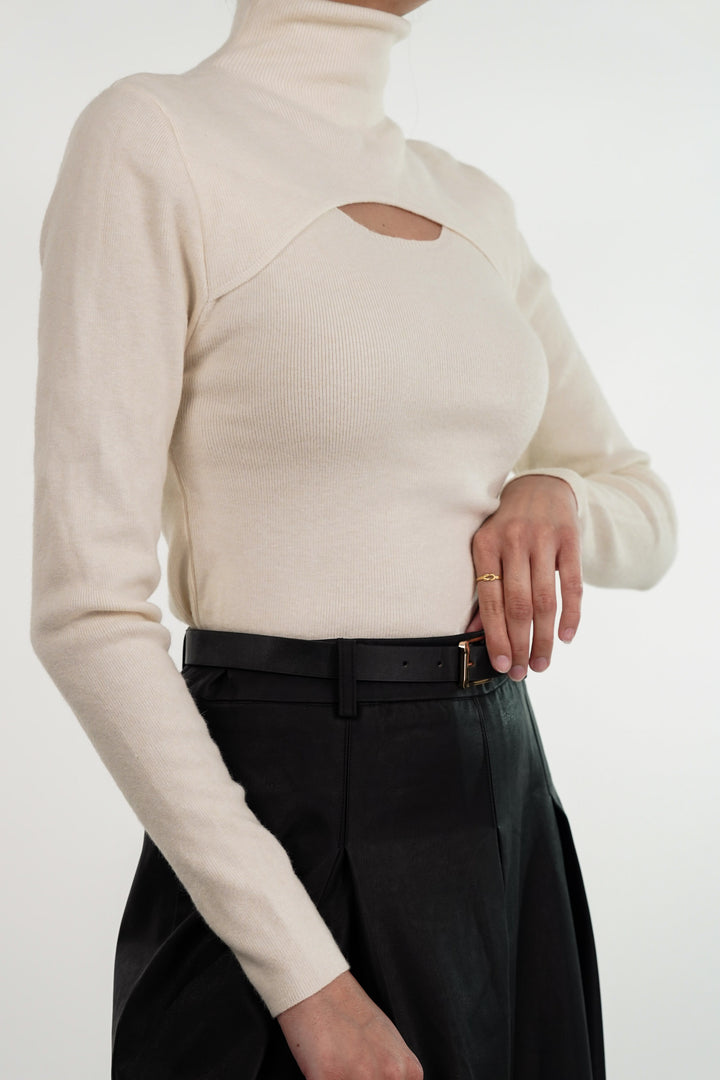 Creamy Comfort Cut-Out Sweater