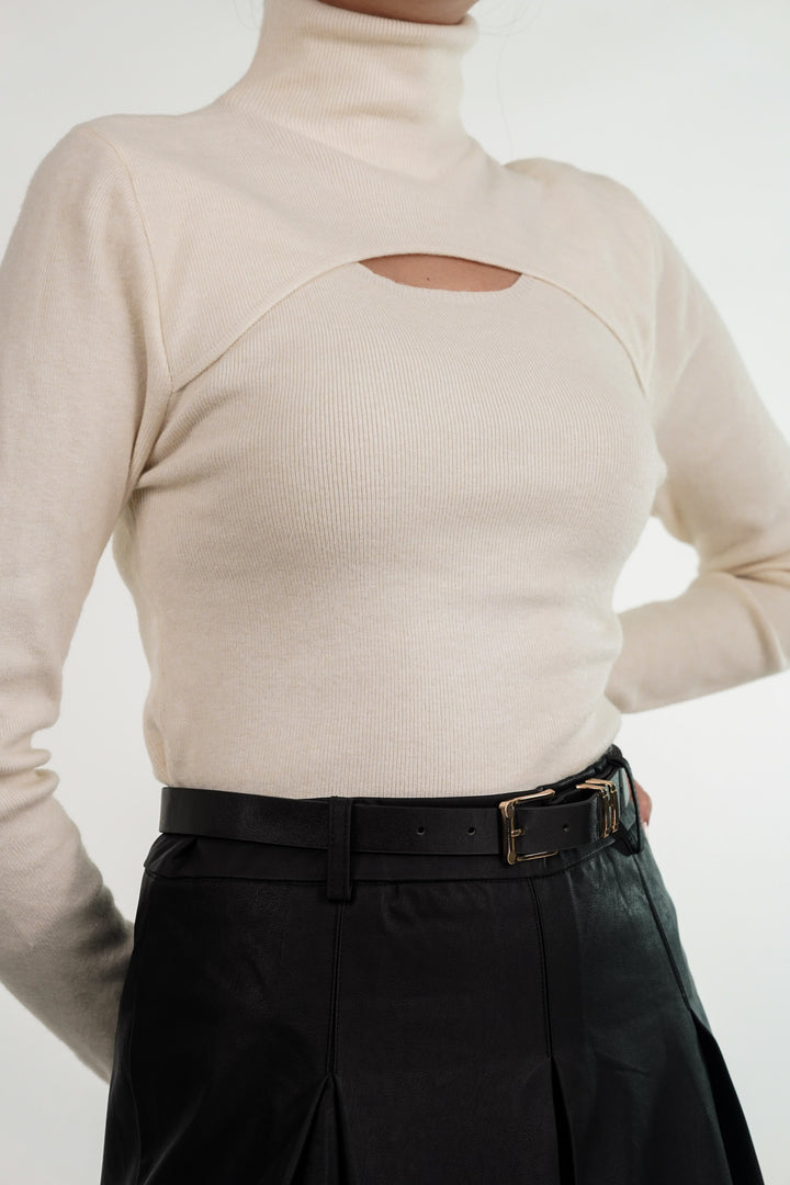 Creamy Comfort Cut-Out Sweater