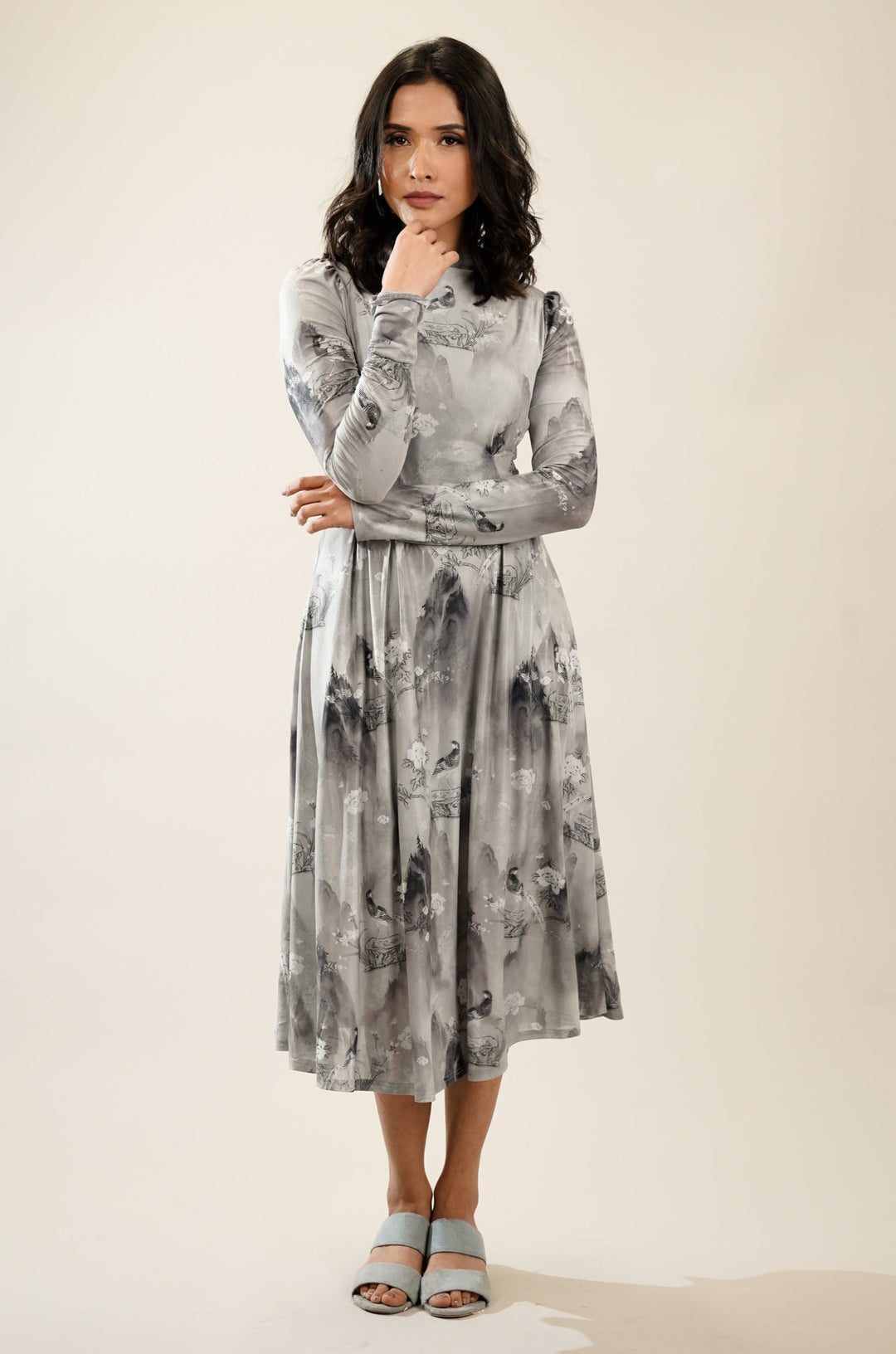 Stylish full length grey dress