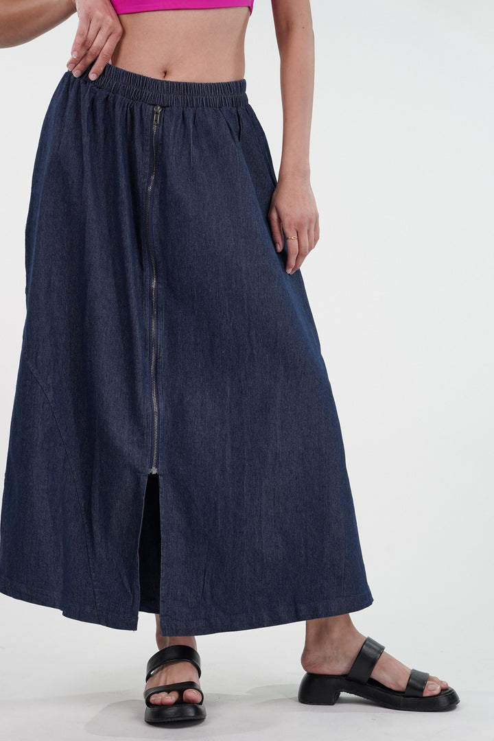 Zip & Switch Denim Skirt