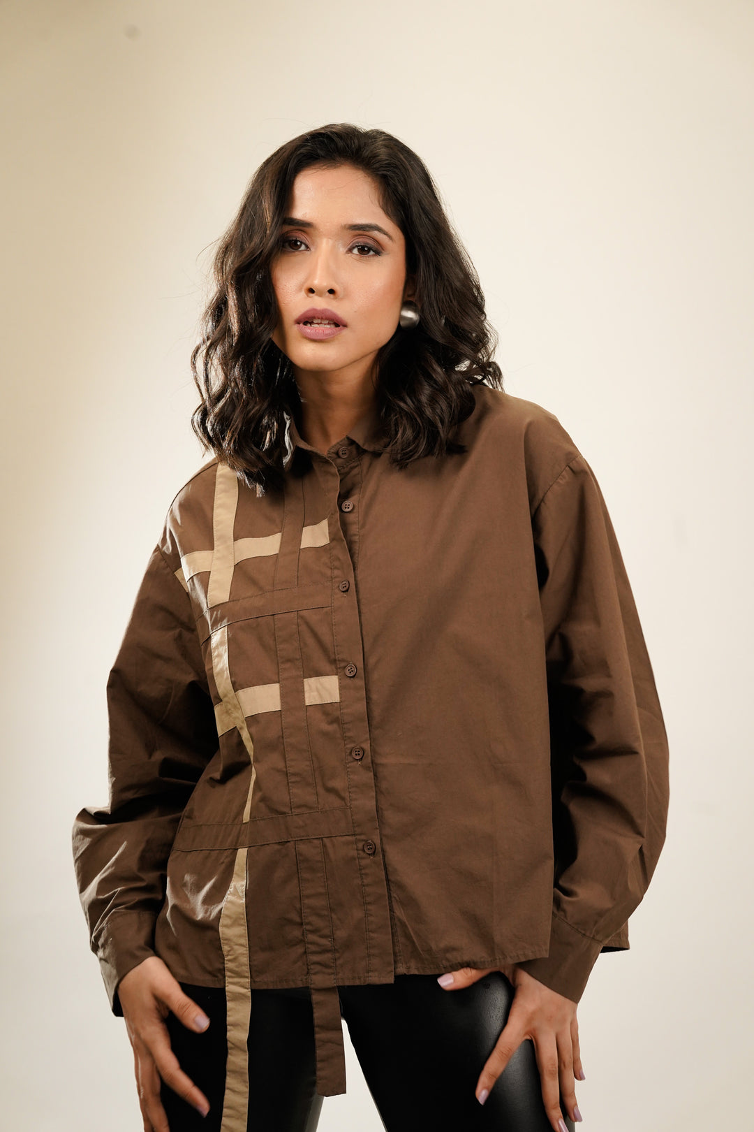 Stylish Brown color oversized shirt for women