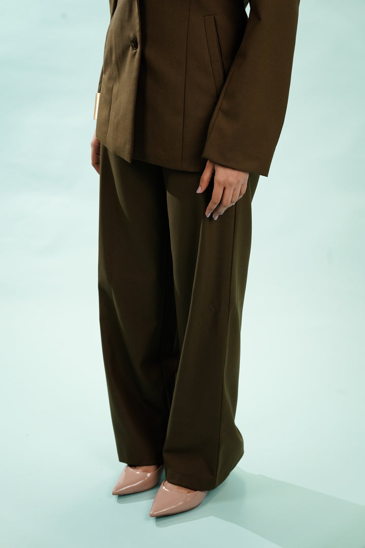 Rich Brown Summer Blazer and Pant Coord set