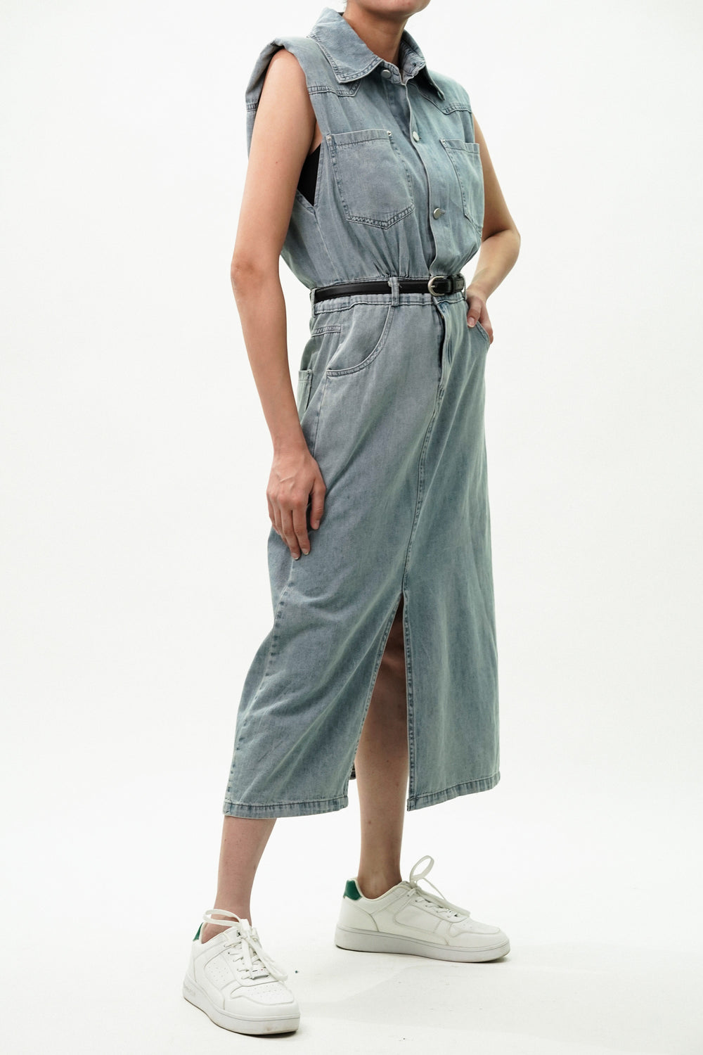 Blue cotton dress for casual wear