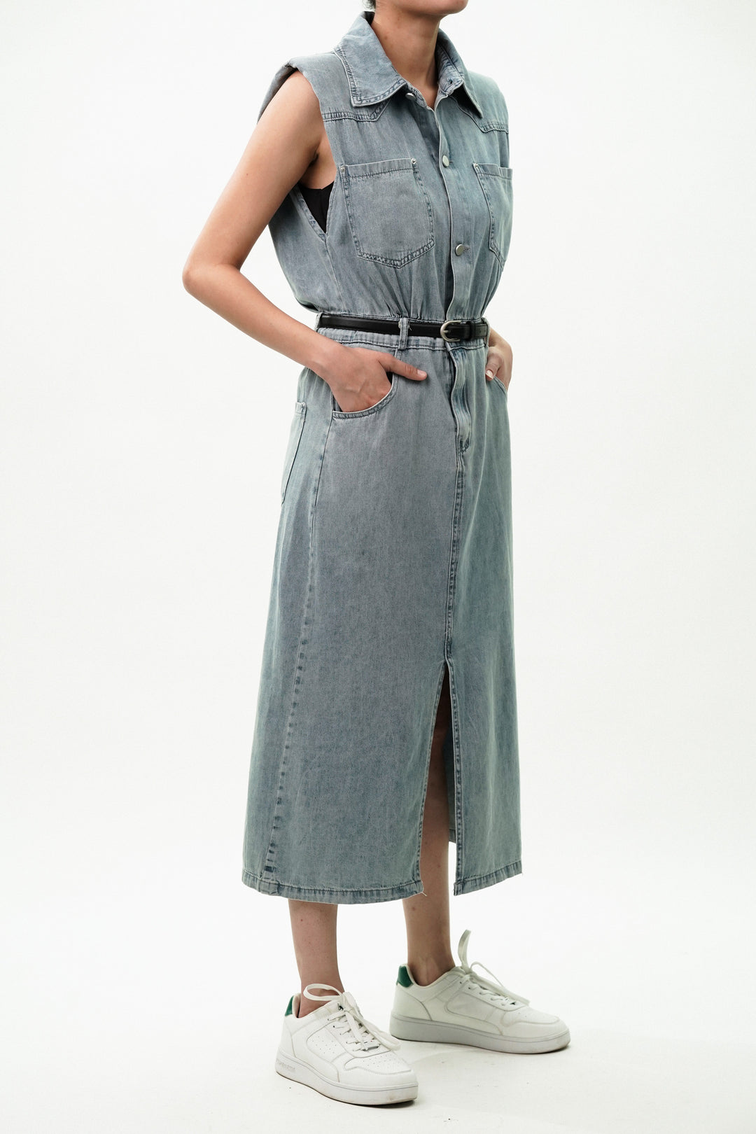 Summer streetwear dress with shoulder pads