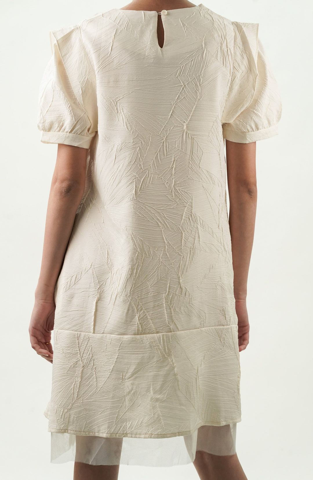 Ivory white textured dress for women