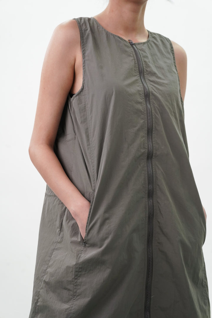 Sleeveless teak vest dress