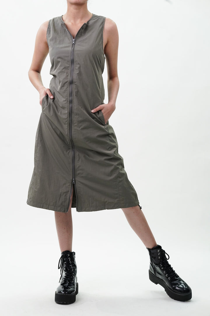 Streetwear style grey teak vest dress