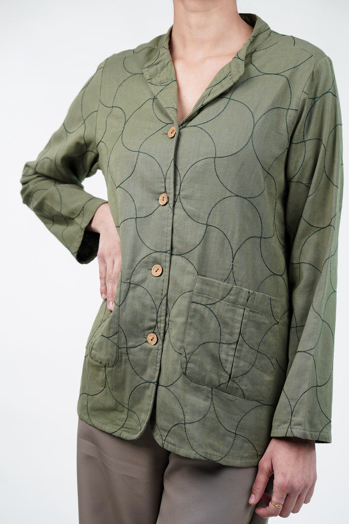 Olive Quilted Shacket