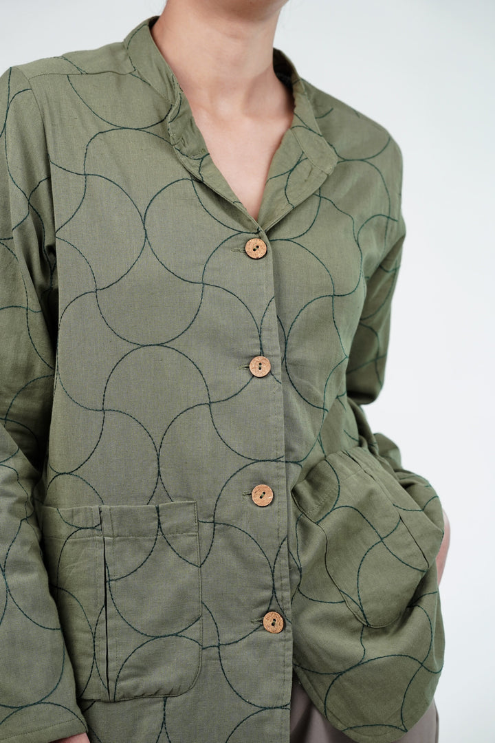 Olive Quilted Shacket