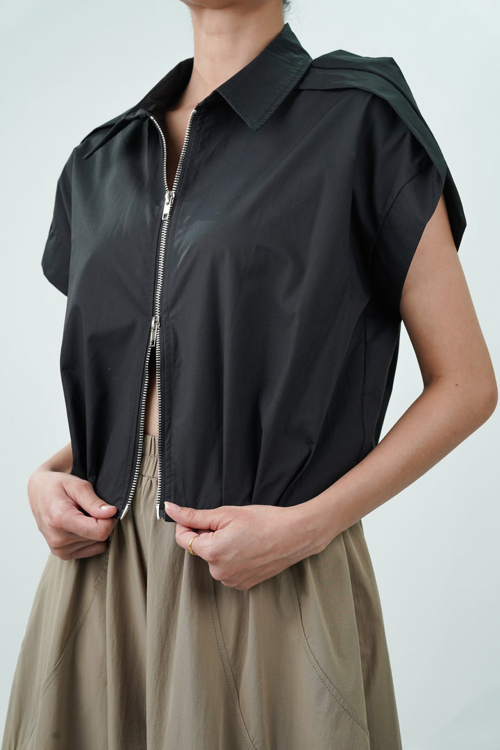 Chic Collar Zipper Top for Women