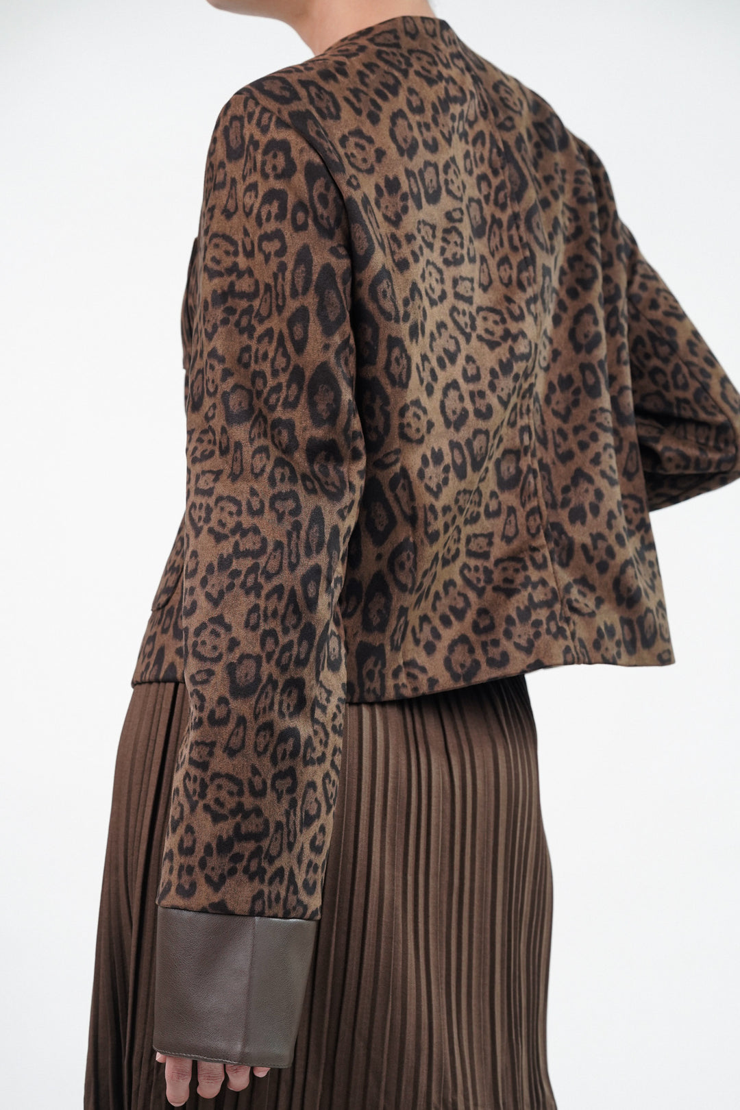 Tiger print suede blazer for women