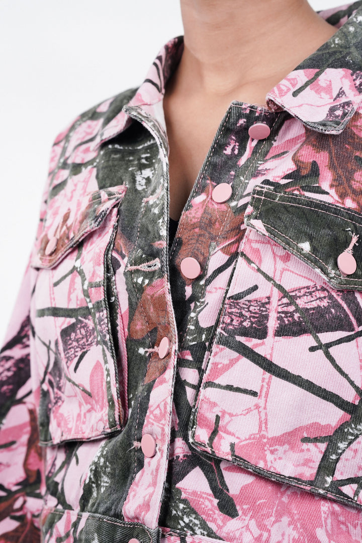 Artistic Pink Denim Jacket