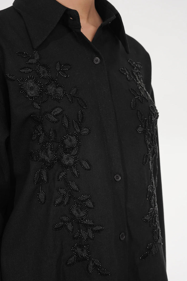 Black Oak Embroidered Linen Co-ord set
